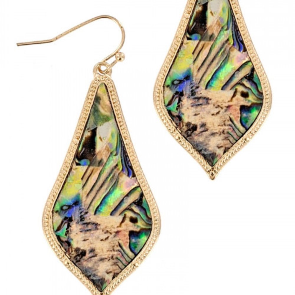 Gold abalone sea teardrop earrings